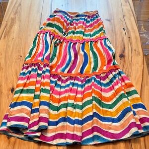 FARM Rio Multicolor Striped A-Line Skirt
